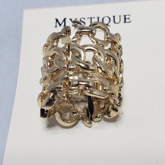 Mystique Gold-Tone Stretch Chain-Link Statement Rings – 2 for 1 Deal! - Picture 2 of 6
